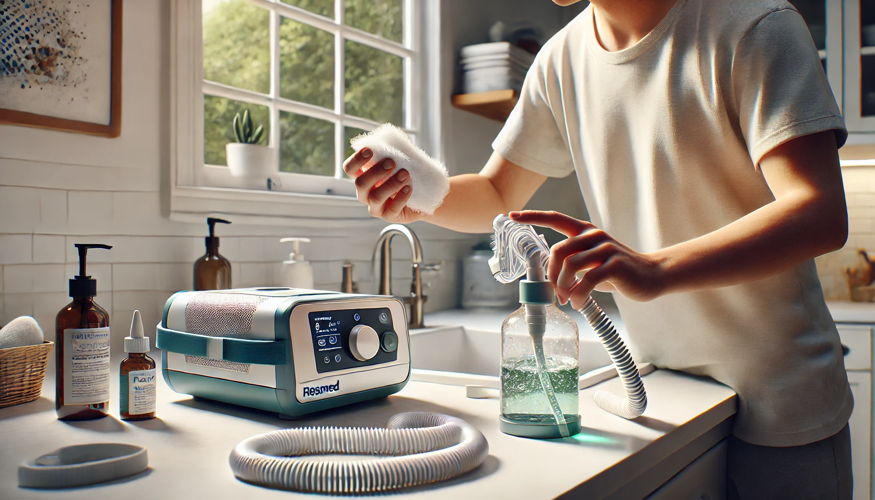 Cleaning a CPAP mask with soap and water